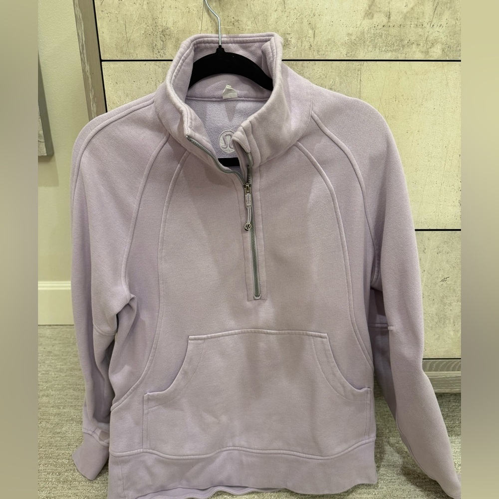 Lavender lululemon long scuba 1/4 zip funnel neck